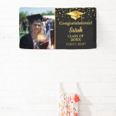 Zwart & Goud Afstuderen Custom Fotoklasse van 2025 Spandoek (Insitu)