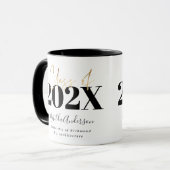 zwart goud afstuderen elegant script modern mok (Voorkant links)