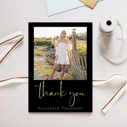 Zwart Goud Afstuderen Foto Bedankt Custom