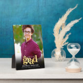 Zwart Goud Afstuderen Foto Bold Typography Modern Fotoplaat (Zijkant)