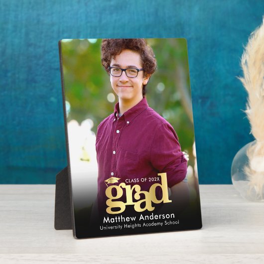 Zwart Goud Afstuderen Foto Bold Typography Modern Fotoplaat