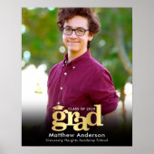 Zwart Goud Afstuderen Foto Bold Typography Modern Poster (Voorkant)