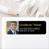 Zwart Goud Afstuderen Foto Retouradres Etiket (Insitu)