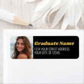 Zwart Goud Afstuderen Foto Retouradres Etiket (Insitu)