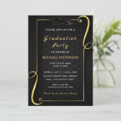 Zwart Goud Afstuderen Invitation met QR Code (Staand voorkant)