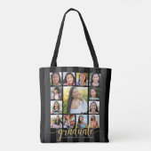 Zwart Goud Afstuderen K-12 13 Fotocollage Script Tote Bag (Achterkant)