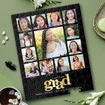 Zwart Goud Afstuderen K-12 Fotocollage Modern Legpuzzel<br><div class="desc">Wees trots, blij en toon deze mijlpaal van je favoriete afstudeerder. Creëer deze elegante, eenvoudige, moderne, gepersonaliseerde middelbare school afstuderen K - 12 foto-collage jigzaag puzzle voor een keepasje dat je altijd zult koesteren. Een leuke, speelse visuele weergave van gedurfde, grafische, faux gouden folie typografie, samen met hun naam, klassenjaar,...</div>