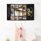 Zwart Goud Afstuderen K-12 Fotocollage Modern Spandoek (Insitu)