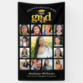 Zwart Goud Afstuderen K-12 Fotocollage Modern Spandoek (Verticaal)
