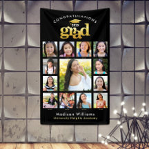 Zwart Goud Afstuderen K-12 Fotocollage Modern