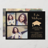 Zwart Goud Afstuderen Klasse van 2024 Foto (Voorkant / Achterkant)