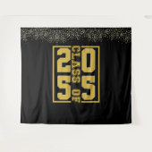 Zwart Goud Afstuderen Klasse van Sportieve Typogra Wandkleed (Voorkant (horizontaal))