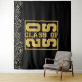 Zwart Goud Afstuderen Klasse van Sportieve Typogra Wandkleed (In situ)