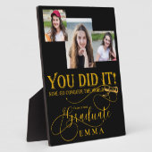 Zwart Goud Afstuderen Multi Photo Keepsake Gift Fotoplaat (Zijkant)