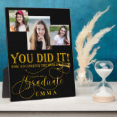 Zwart Goud Afstuderen Multi Photo Keepsake Gift Fotoplaat (Zijkant)