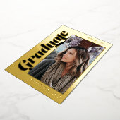 Zwart goud afstuderen script 3 foto's afstuderen folie uitnodiging (Gedraaid)