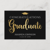 Zwart goud Afstuderen woorden van Afstuderen Informatiekaartje (Voorkant)