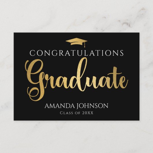 Zwart goud Afstuderen woorden van Afstuderen Informatiekaartje (Voorkant)