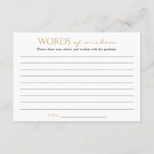 Zwart goud Afstuderen woorden van Afstuderen Informatiekaartje (Achterkant)