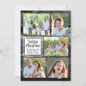 Zwart Goud Agaat 5-foto Vrolijk Kerstfeest Kaart (Voorkant)