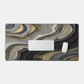 Zwart Goud Agaat Geode Gepersonaliseerd Bureaumat (Keyboard & Muis)