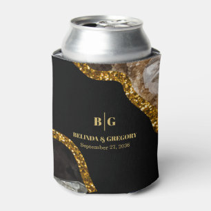 Zwart & Goud Agaat Geode Glitter Bruiloft Blikjeskoeler