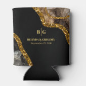 Zwart & Goud Agaat Geode Glitter Bruiloft Blikjeskoeler (Achterkant)