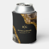 Zwart & Goud Agaat Geode Glitter Bruiloft Blikjeskoeler (Blikje Achterkant)
