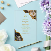 Zwart & Goud Agaat Geode Glitter Huwelijk Clear Acryl Uitnodigingen (Insitu (Huwelijk))