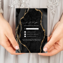 Zwart & Goud Agaat Huwelijks RSVP