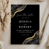 Zwart Goud Agaat Marmer Elegant Bruiloft Save The Date