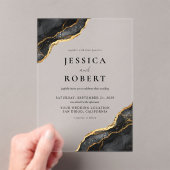 Zwart Goud Agaat Marmer Elegante Bruiloft Uitnodig Acryl Uitnodigingen (Insitu (Draagbaar))