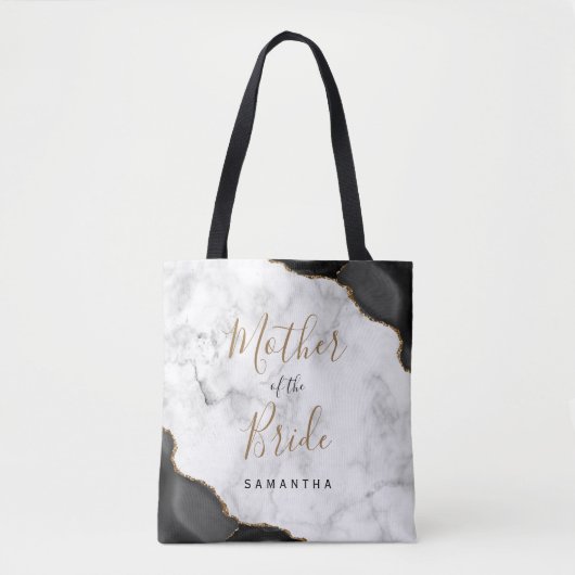 Zwart Goud Agaat Marmer Moeder van de Bruid Tote Bag (Voorkant)