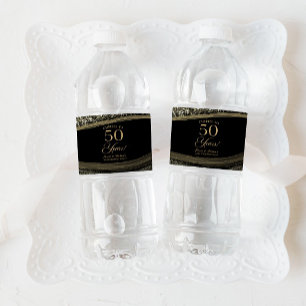 Zwart Goud Agate 50ste Huwelijksjubileum Feest Waterfles Etiket