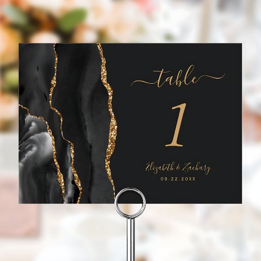 Zwart Goud Agate Donkere Bruiloft Kaart