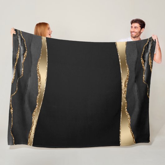 Zwart Goud Agate Fleece Deken (In situ)