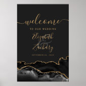 Zwart Goud Agate Geode 24x36 Trouw Welkom Poster (Voorkant)