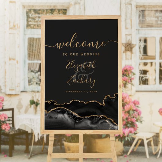 Zwart Goud Agate Geode 24x36 Trouw Welkom Poster