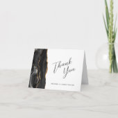 Zwart Goud Agate Script Trouw Dankjewel Kaart (Voorkant)