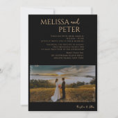 Zwart Goud Alcohol Ink foto Bruiloft Uitnodiging (Voorkant)