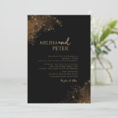 Zwart Goud Alcohol Inkt Bruiloft Uitnodiging (Staand voorkant)
