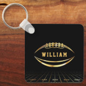 Zwart & Goud Amerikaans Voetbalveld Voetbalfan Sleutelhanger (Voorkant)