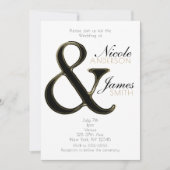 Zwart & Goud Ampersand Chic Trouw Uitnodigingen (Voorkant)