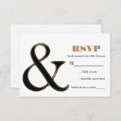 Zwart & Goud Ampersand Modern Chique Bruiloft RSVP (Voorkant / Achterkant)