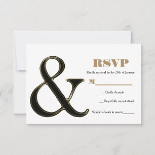 Zwart & Goud Ampersand Modern Chique Bruiloft RSVP
