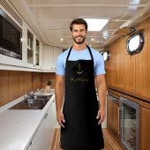 Zwart goud anker aangepaste naam nautisch schort