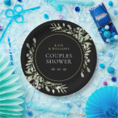 Zwart Goud Aquarel Groen Koppels Douche Papieren Bordje (Feest)