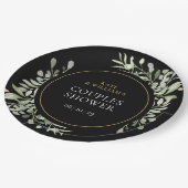 Zwart Goud Aquarel Groen Koppels Douche Papieren Bordje (Gekanteld)