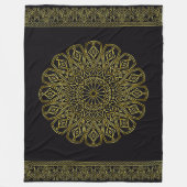 Zwart & Goud Arabesque Fleece Deken (Voorkant)