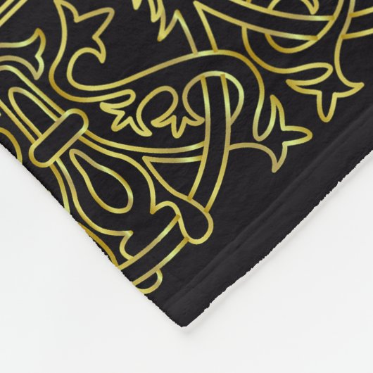 Zwart & Goud Arabesque Fleece Deken (Hoek)